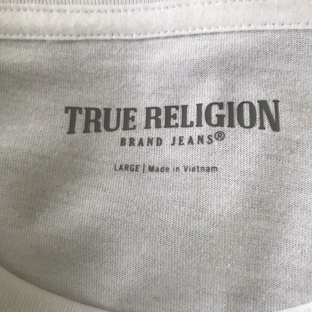 True Religion Mens Descending Arch Short Sleeve Tee White Size Large $59